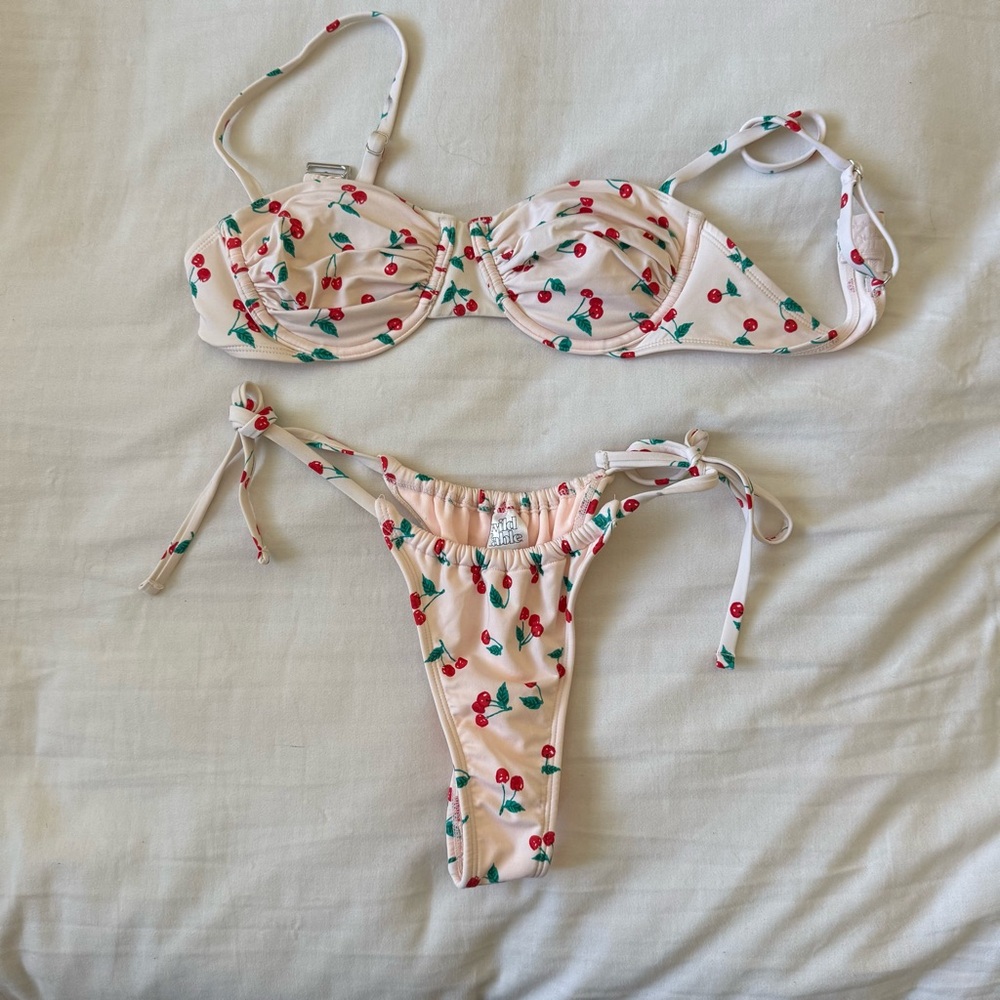 wild fable Pink Cherry Print Tie Bikini Set